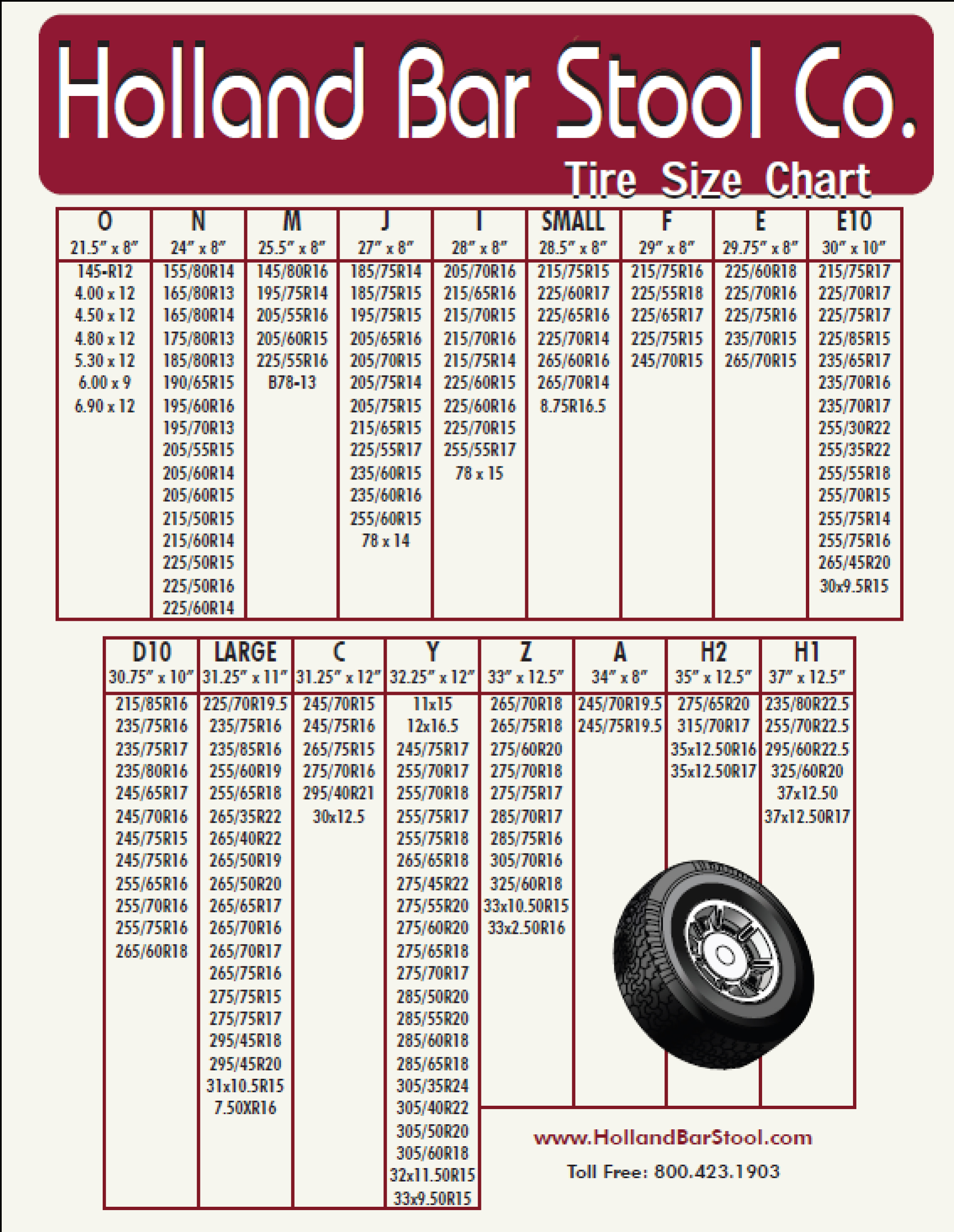 Tire Size Chart